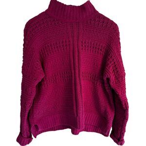 Abercrombie‎ Chenille Knit Pullover Pink Cozy Sweater Size Large Mock Neck